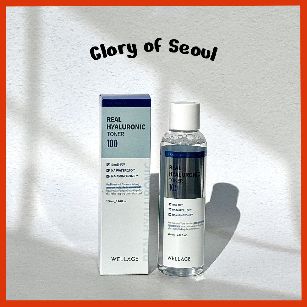 WELLAGE Real Hyaluronic Toner 100, 200mL | 93% High Purity Low-Molecular Hyaluronic Acid Face Toner