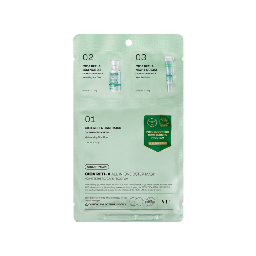 VT All In One 3 Step Mask (4 Types) │ Cica Reti-A / Cica Collagen / Vita-Light / Reedle Shot