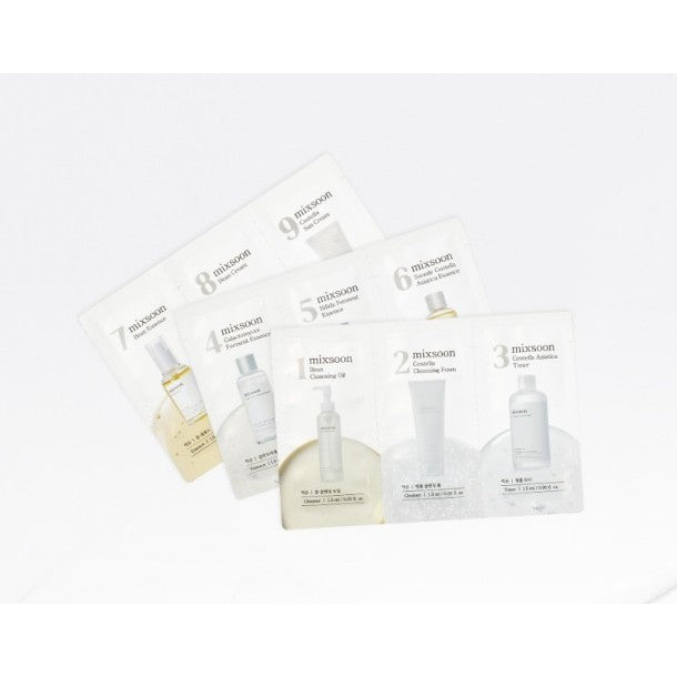 [KIT] mixsoon 9-Step Trial Kit, 1.5ml*3, Cleansing Oil 1.5ml + Cleansing Foam 1.5ml + Toner 1.5ml