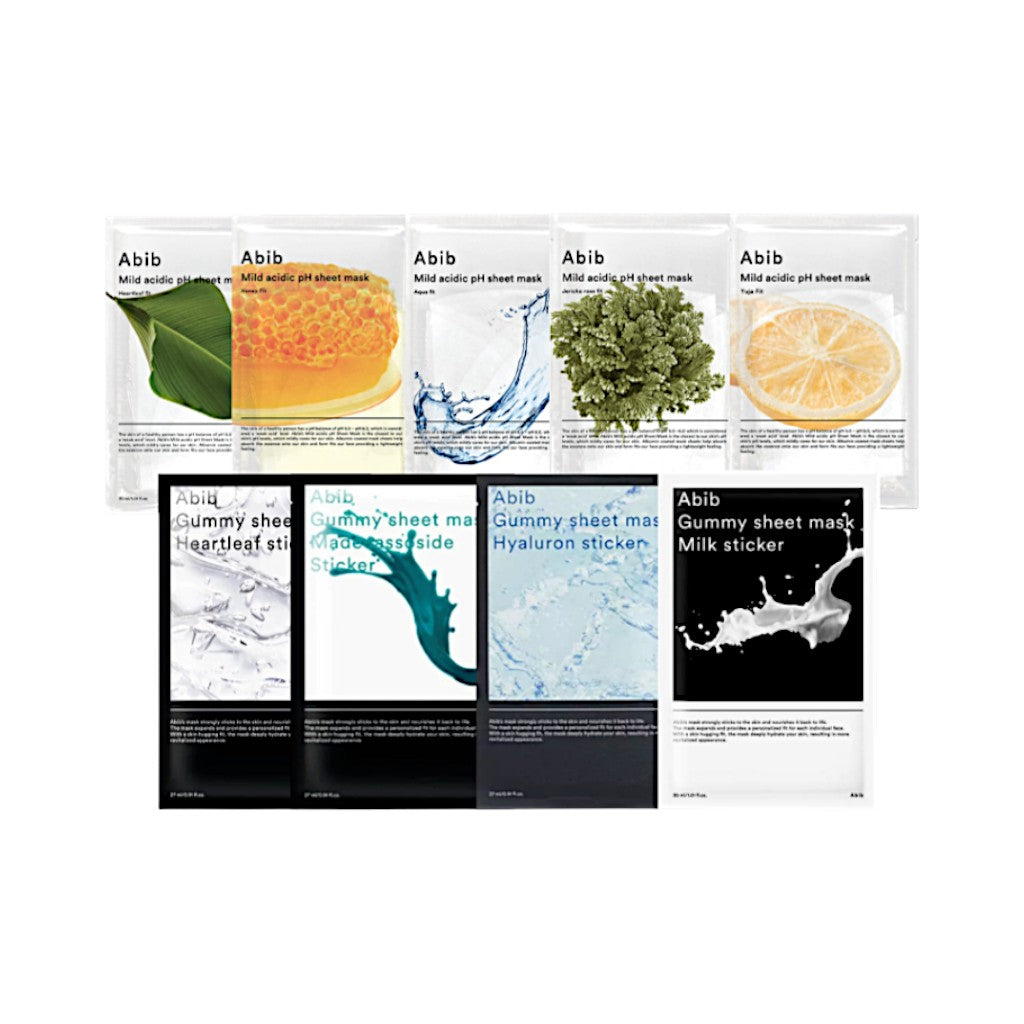 Abib Mild Acidic pH Sheet Mask (5 Types) / Gummy Sheet Mask (4 Types)