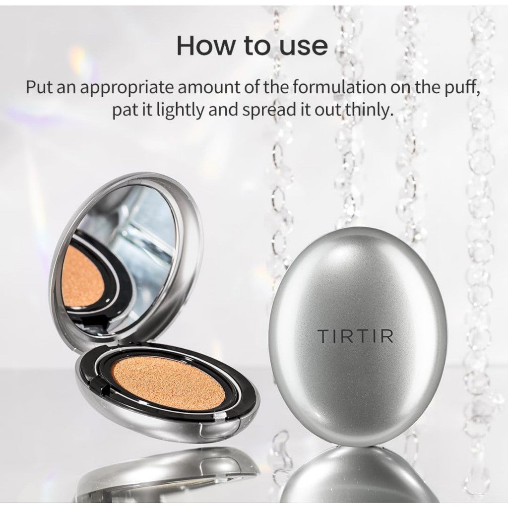 [TIRTIR] Aura Glow Cushion, 18g | Semi-Glow Finish, 72-Hour Radiance, Buildable coverage, Moisturized, Buildable skin, Korean Cushion