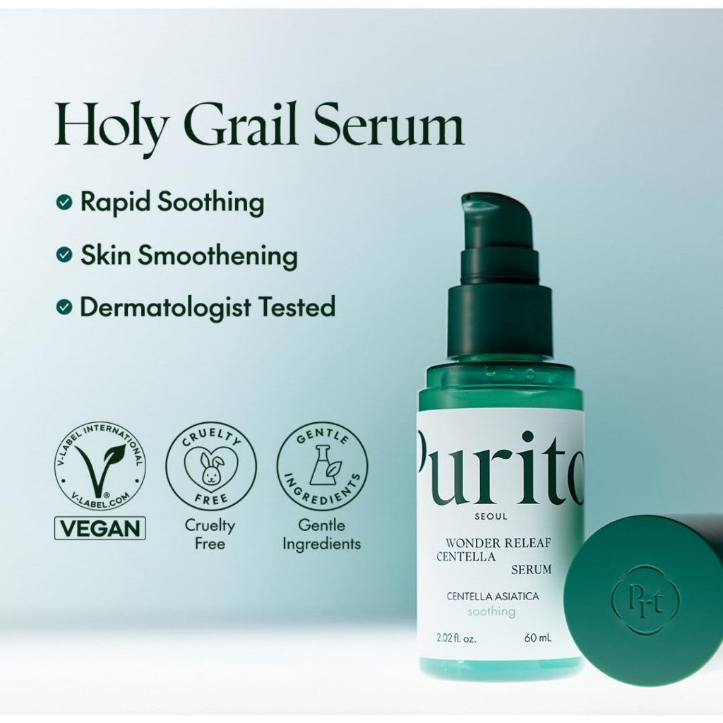 PURITO SEOUL Wonder Releaf Centella Serum, 60mL | Korean Centella, Ampoule, Soothing, Barrier Strengthening
