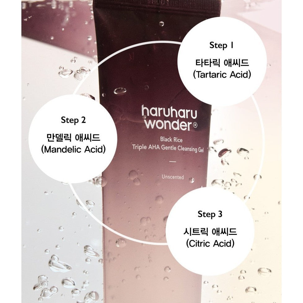 HaruHaru Wonder black rice triple AHA gentle cleansing gel 100ml
