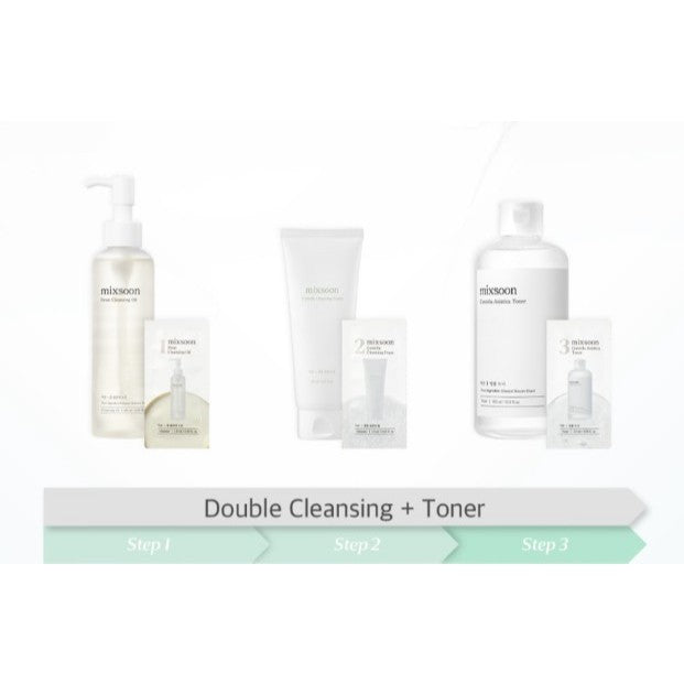 [KIT] mixsoon 9-Step Trial Kit, 1.5ml*3, Cleansing Oil 1.5ml + Cleansing Foam 1.5ml + Toner 1.5ml