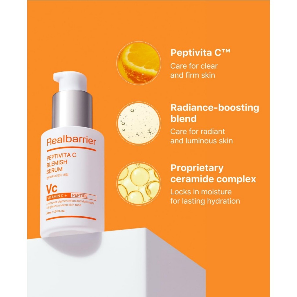 Real Barrier Serum (3 Types), 30mL | Peptivita C Blemish Serum / Retiniol Pore Tightening Serum / PDRN Glow Repair Serum