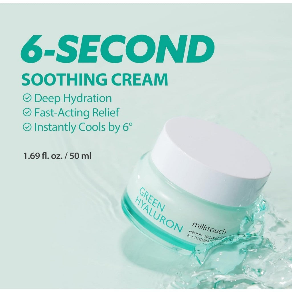 MILKTOUCH Green Hyaluron 6-Second Soothing Cream, 50mL
