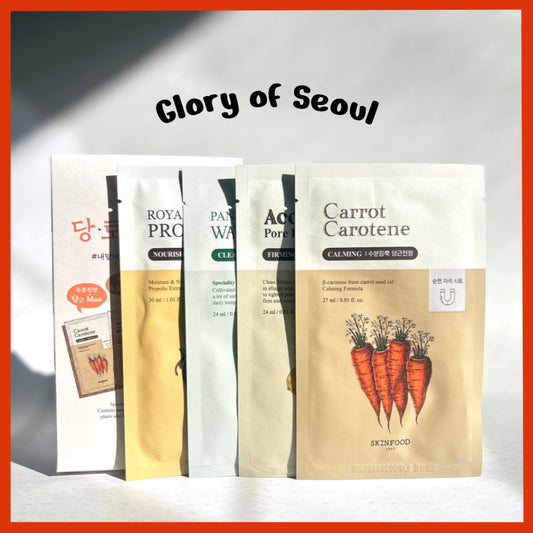 SKINFOOD MASK PACK 4SET(ROYAL HONEY, CARROT,Acorn, Parsley)