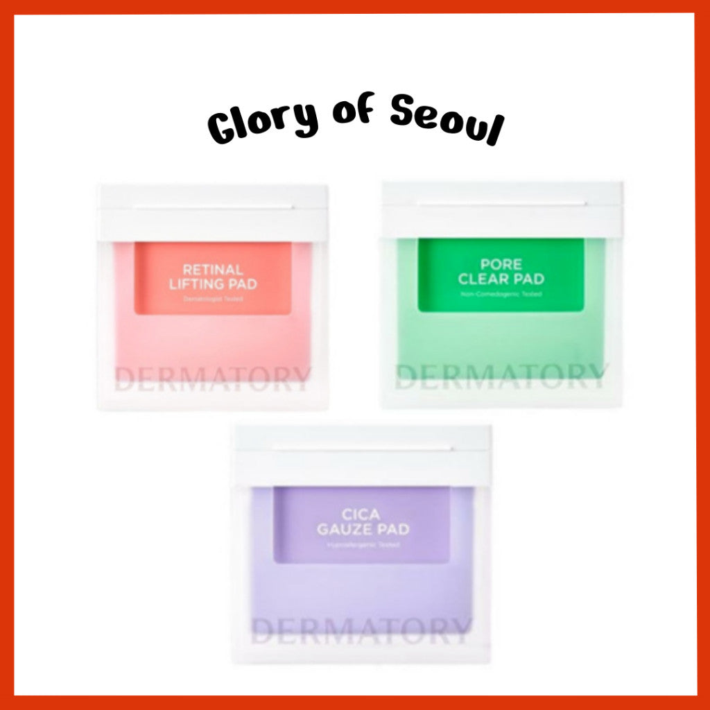 DERMATORY Hypoallergenic CICA Rescue Gauze, Pro Trouble Pore Clear, Retinal Lifting Pad 3Type