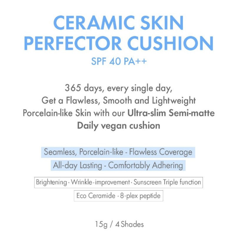 AMUSE Ceramic Skin Perfector Cushion 15g SPF40 PA++ (Product+Refill)