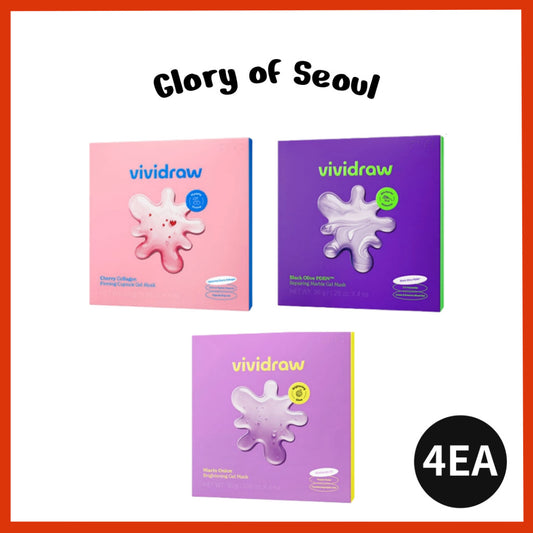 [New] VIVIDRAW Gel Mask 4EA (3 Types) ┃ Cherry Collagen Firming Capsule Serum / Black Olive PDRN™ Reparing Marble / Niacin Onion Brightening