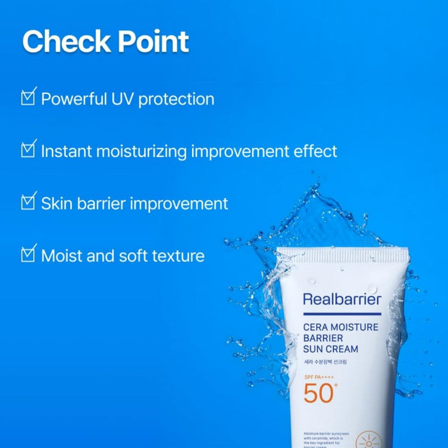 REAL BARRIER Sun Cream SPF50+ PA++++ 50mL 4options (Cera Moisture Barrier, Cica green ton-up, Aqua soothing, Peach Fit tone-up)