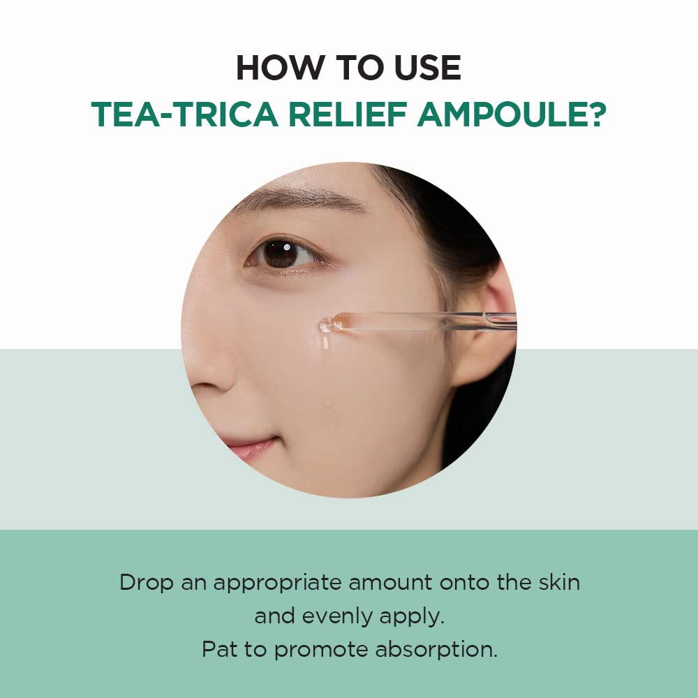 SKIN1004 Tea-Trica Relief Ampoule 100 ml (3.38 fl. oz), Hidratación calmante para piel sensible