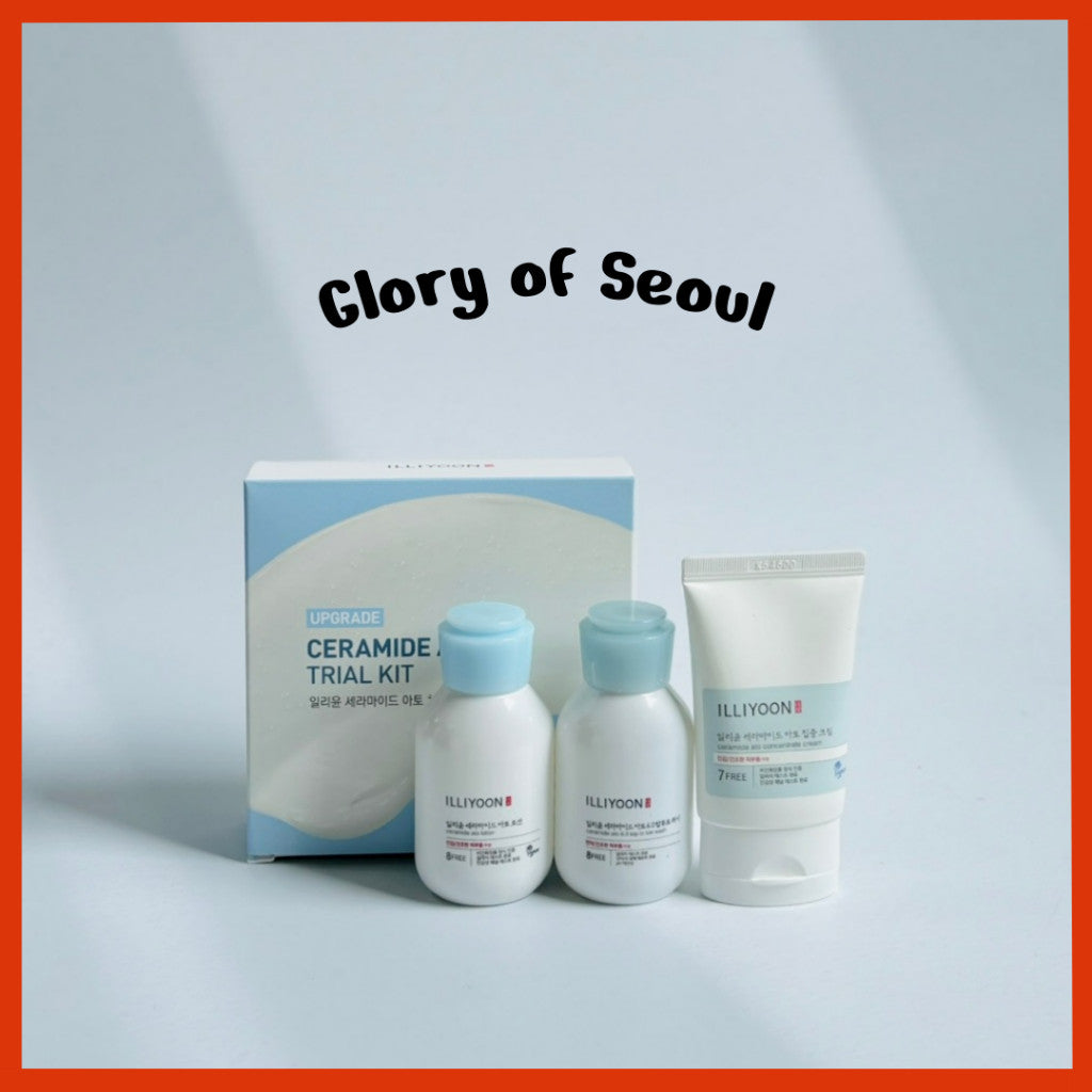ILLIYOON Ceramide Ato Travel Kit │ Lotion 50ml + Wash 50ml + Cream 30ml