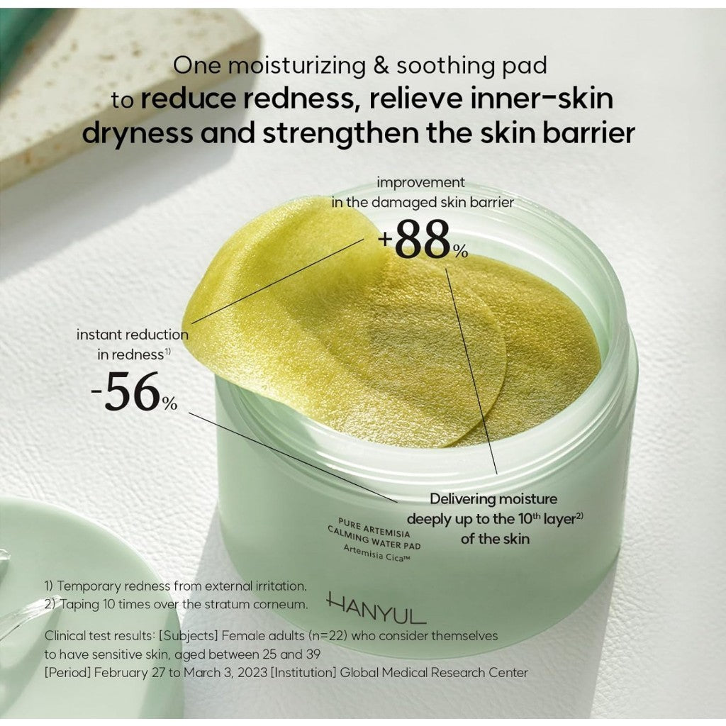 [HANYUL] Pure Artemisia Calming Toner Pads, (60sheets) 170mL | Deep Moisturizing and Quick Soothing Facial Pads, Herb Extracts with CICA