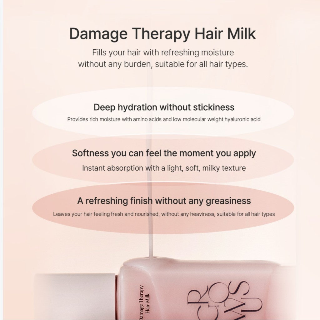 growus Damage Therapy Hair Milk, 160mL