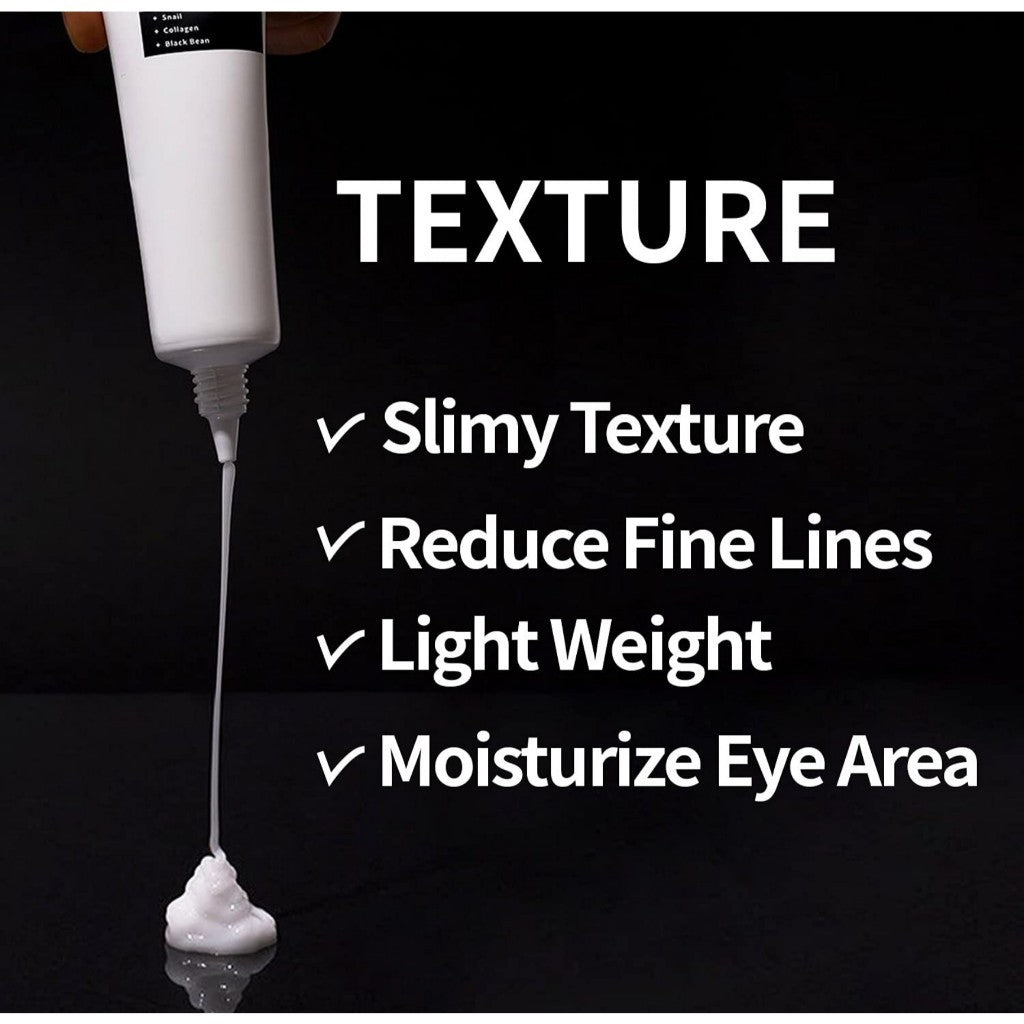 [COXIR] BLACK SNAIL COLLAGEN EYE CREAM, 30mL l Black-3-Complex: Black Rice, Bean, Sesame, Snail Mucin, Niacinamide, Collagen