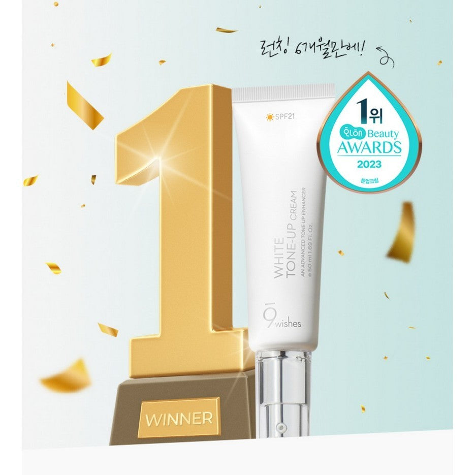9WISHES Vegan White Tone Up Cream, 50mL 9 Wishes