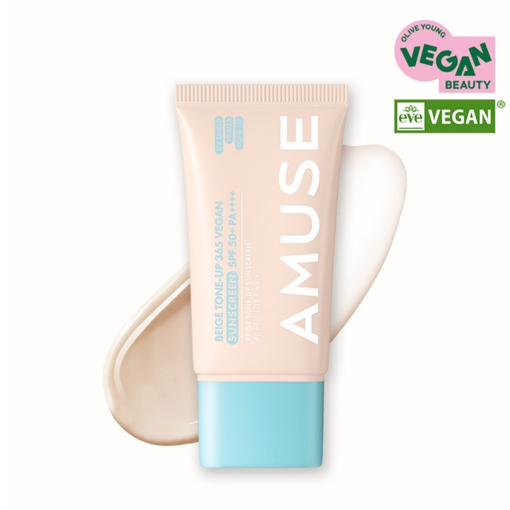 AMUSE 365 Vegan Sunscreen 40mL (2 Type) Dew Moisture / Beige Tone-Up | Vegan, SPF 50+ PA++++