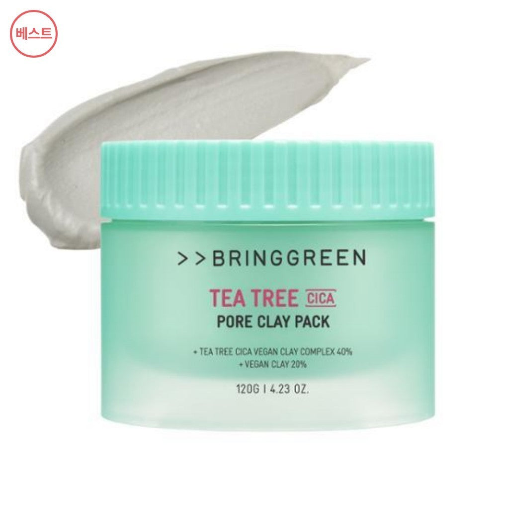 BRING GREEN Mascarilla de arcilla de árbol de té y cica para los poros Mild 120g / Strong 100g (2 tipos)