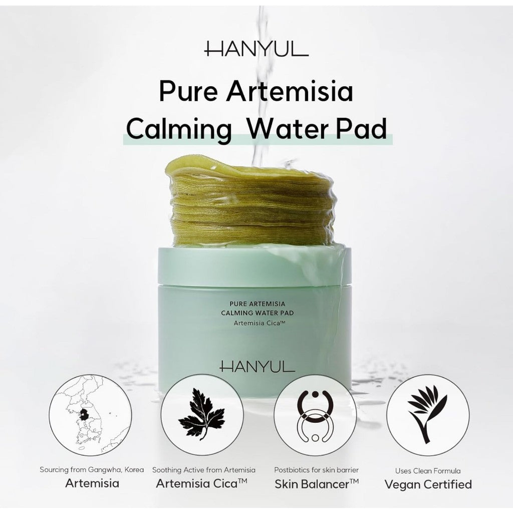 [HANYUL] Pure Artemisia Calming Toner Pads, (60sheets) 170mL | Deep Moisturizing and Quick Soothing Facial Pads, Herb Extracts with CICA