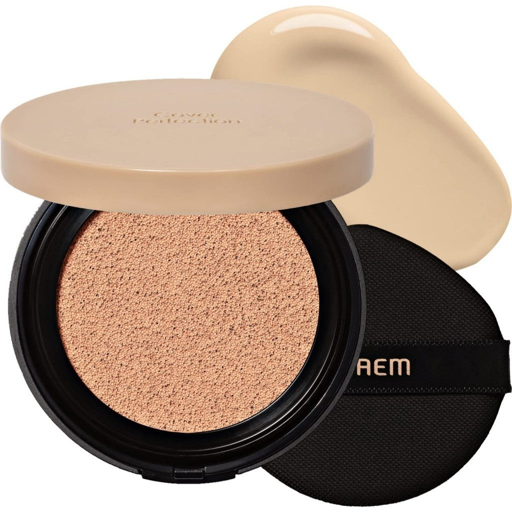 SAEM Cover Perfection Concealer Cushion, 12g | SPF50+ PA++++ (3 tonos) con acabado natural de 56 horas