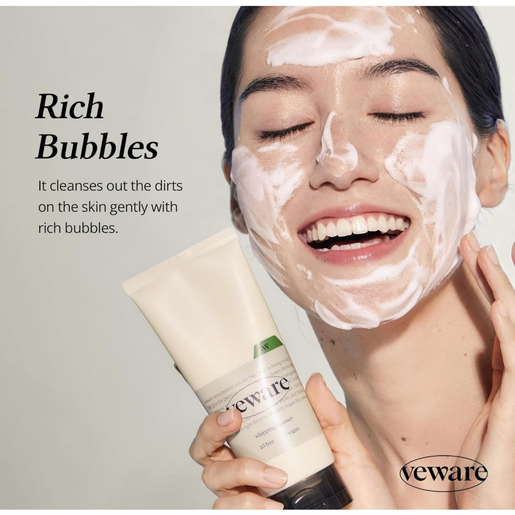 [Veware] Vegan Whipping Cleanser, 150g | Hypoallergenic Mild Daily 100% Vegan Formula Cleanser, for All Skin Types, Rich Bubbles, Gentle Cleansing