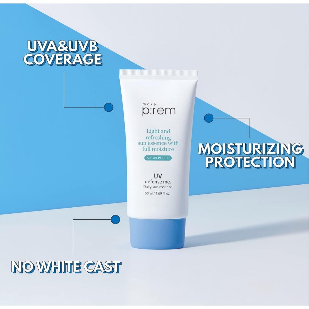[MAKE PREM] UV Defense Me Daily Sun Essence, 50mL | VEGAN Makeup Sunscreen Gel SPF 50+ PA++++