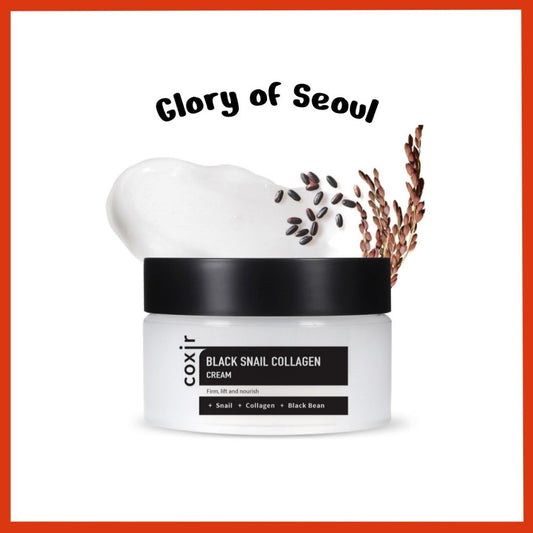 [COXIR] BLACK SNAIL COLLAGEN CREAM, 50mL l Black-3-Complex: Black Rice, Bean, Sesame, Snail Mucin, Collagen