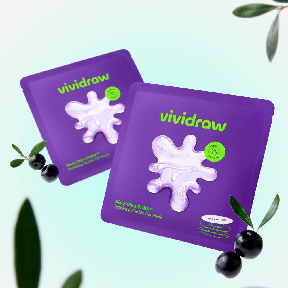 [New] VIVIDRAW Gel Mask 4EA (3 Types) ┃ Cherry Collagen Firming Capsule Serum / Black Olive PDRN™ Reparing Marble / Niacin Onion Brightening