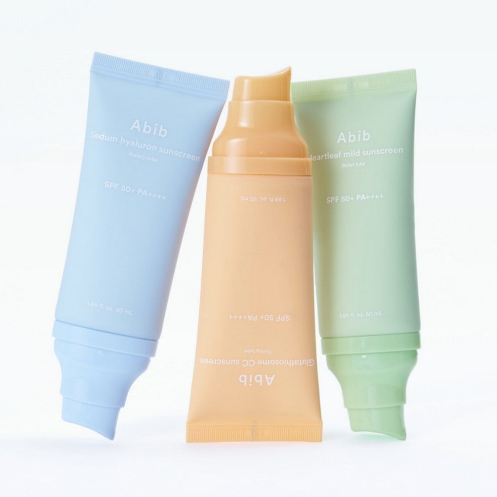 Abib Sunscreen SPF50+ PA++++ 50ml (3 Types) | Heartleaf Mild Relief / Sedum Hyaluron Watery / Glutathiosome CC Toning