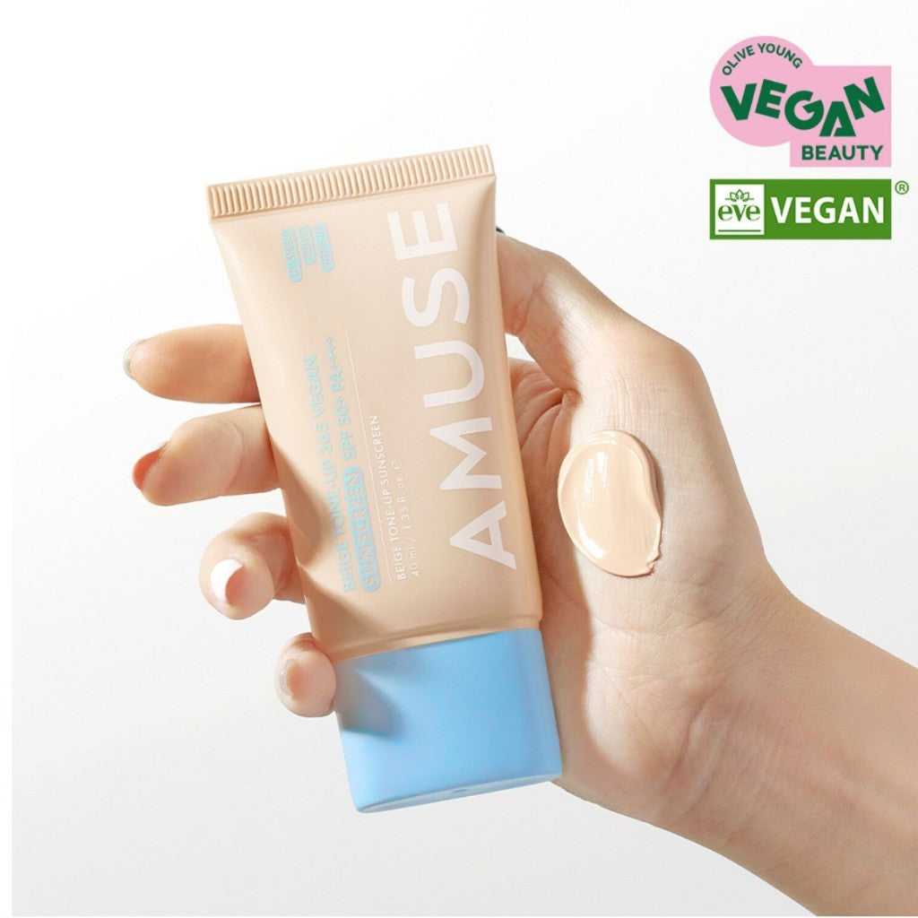 AMUSE 365 Vegan Sunscreen 40mL (2 Type) Dew Moisture / Beige Tone-Up | Vegan, SPF 50+ PA++++