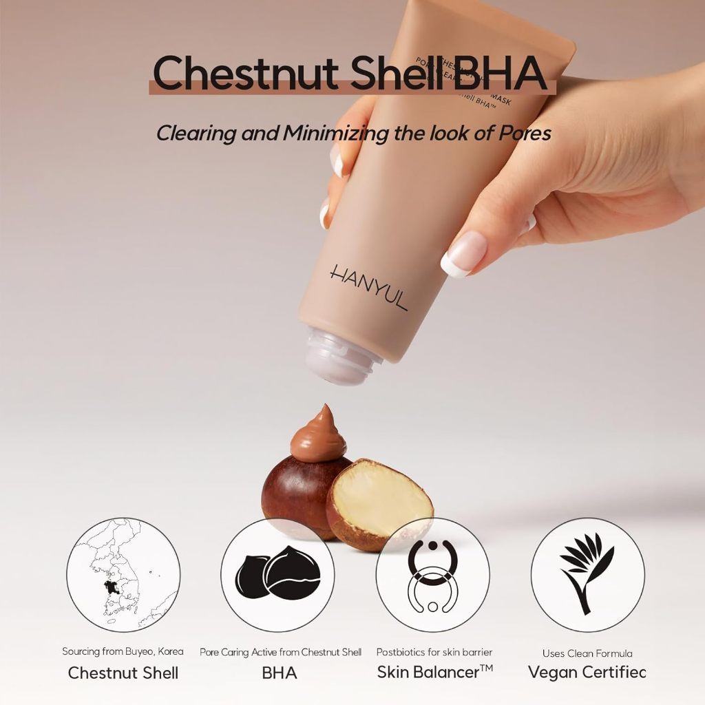 HANYUL Soft Chestnut Flawless Sebum Pore Clay Mask 100mL/Soft Chestnut Clean Exfoliating Pore Clay Mask 100mL