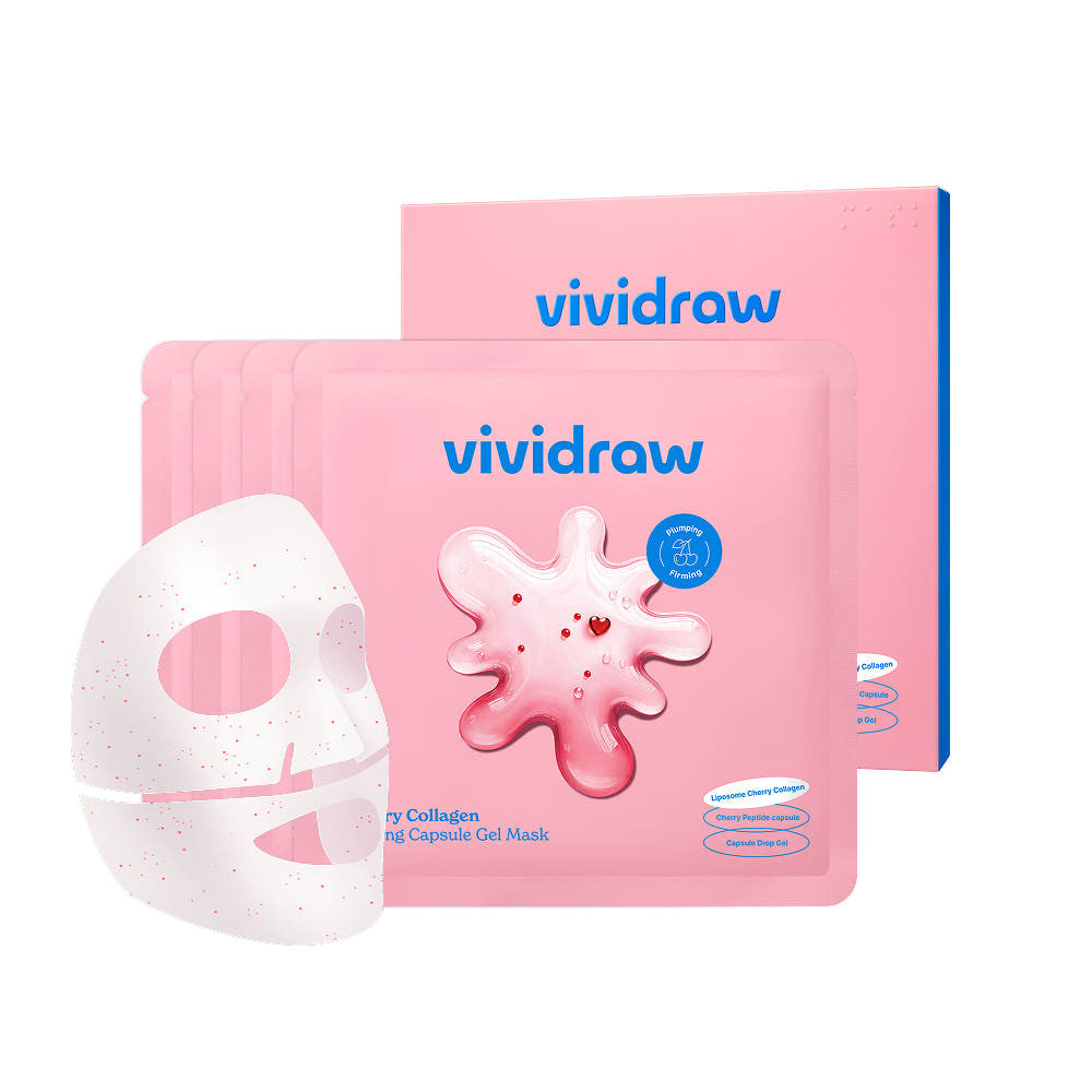 [New] VIVIDRAW Gel Mask 4EA (3 Types) ┃ Cherry Collagen Firming Capsule Serum / Black Olive PDRN™ Reparing Marble / Niacin Onion Brightening