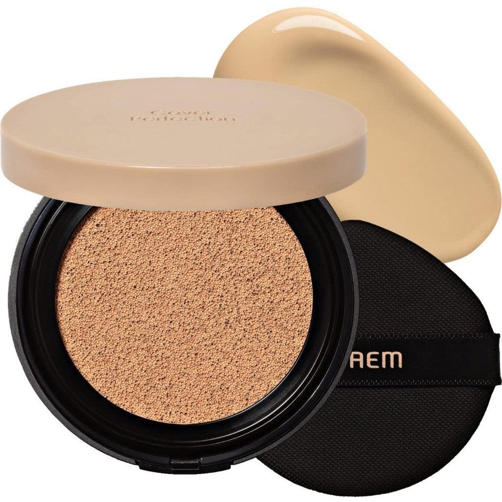 SAEM Cover Perfection Concealer Cushion, 12g | SPF50+ PA++++ (3 tonos) con acabado natural de 56 horas