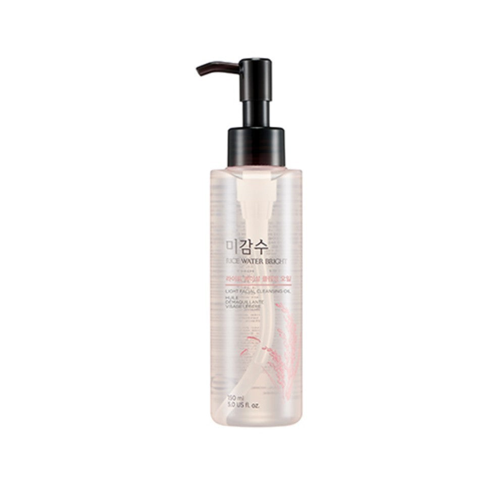 The Face Shop Rice Water Bright Light Facial Cleansing Oil, 150mL | Daily Makeup Remover, Oil Cleanser, Vegan, Korean Skin Care with Jojoba Oil, Face Wash for Sensitive