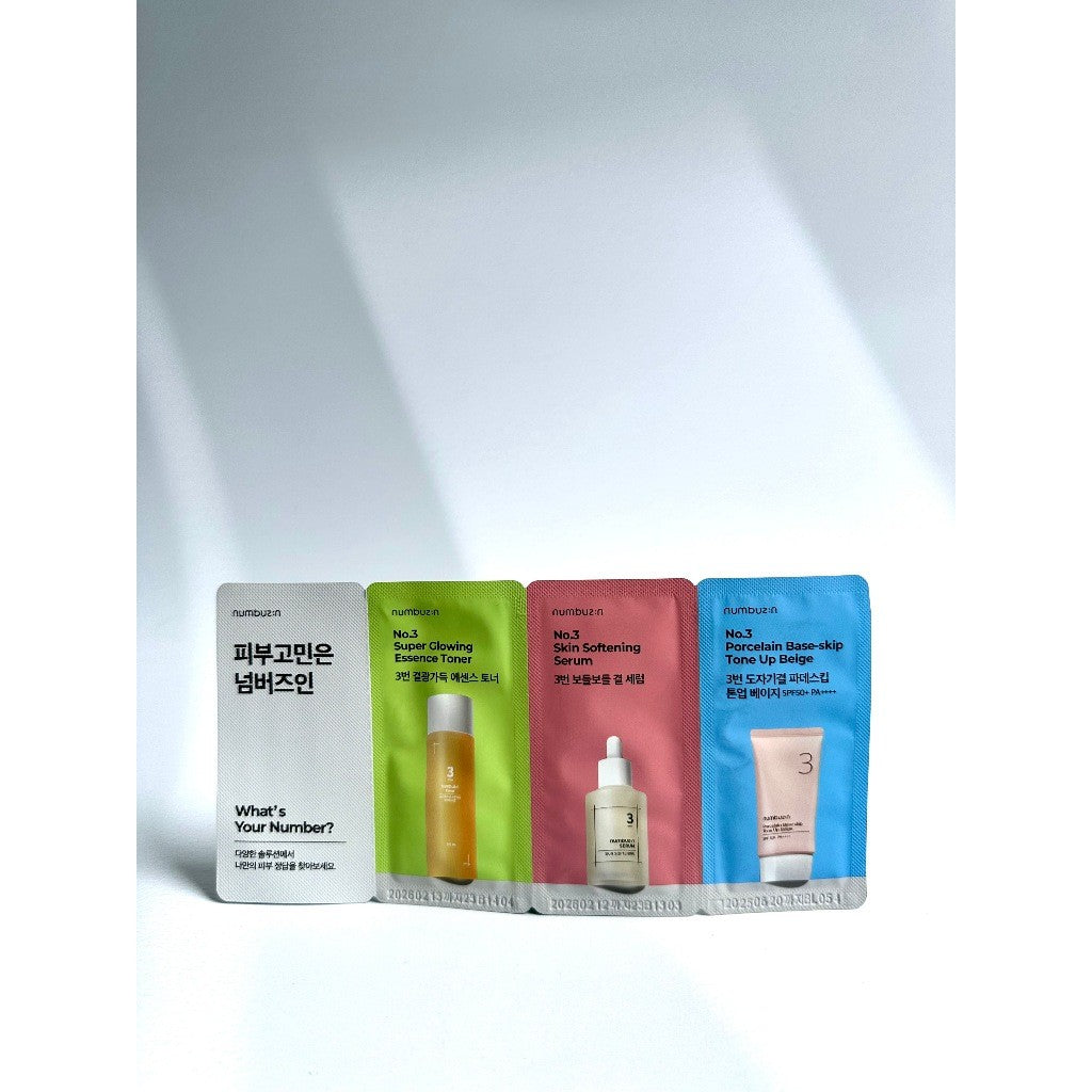 [Sample] numbuzin No.3 Toner + Serum + Tone up beige SET | No.3 Line Tester, Facial Care