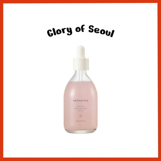 [AROMATICA] Reviving Rose Infusion Serum 3.38oz / 100ml, Vegan, Anti-aging hydrating serum, Glowing Serum for dry skin | with Damask Rose Water and Rose Oil