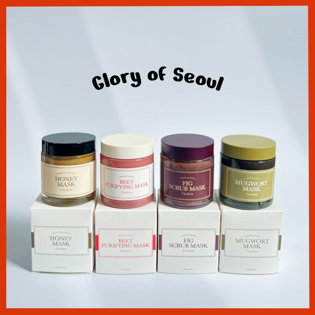 Colección de mascarillas faciales I'm From (7 tipos) │ Ginseng / Artemisa / Arroz / Purificante de remolacha / Miel / Exfoliante de higo / Mandarina