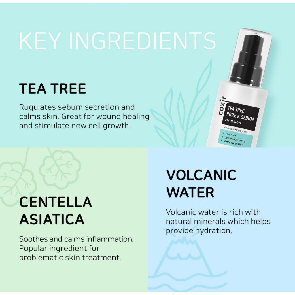 [COXIR] Tea Tree Pore & SEBUM Emulsion, 100mL