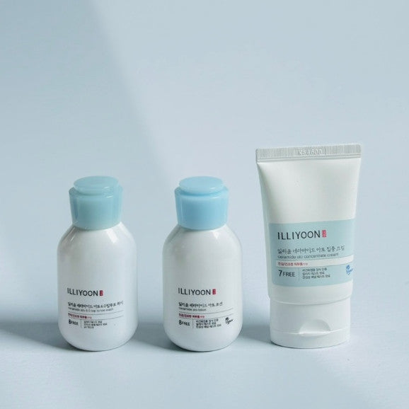 ILLIYOON Ceramide Ato Travel Kit │ Lotion 50ml + Wash 50ml + Cream 30ml