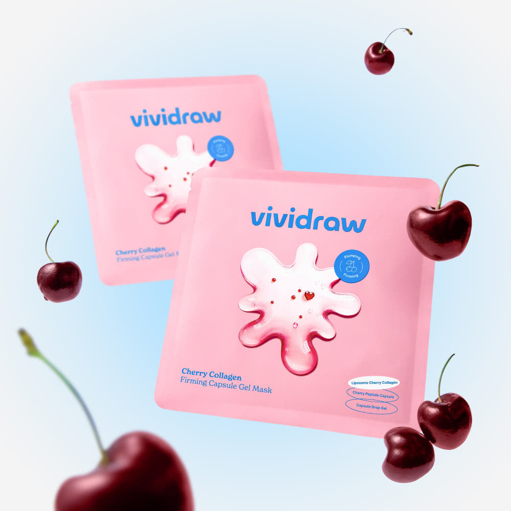 [New] VIVIDRAW Gel Mask 4EA (3 Types) ┃ Cherry Collagen Firming Capsule Serum / Black Olive PDRN™ Reparing Marble / Niacin Onion Brightening