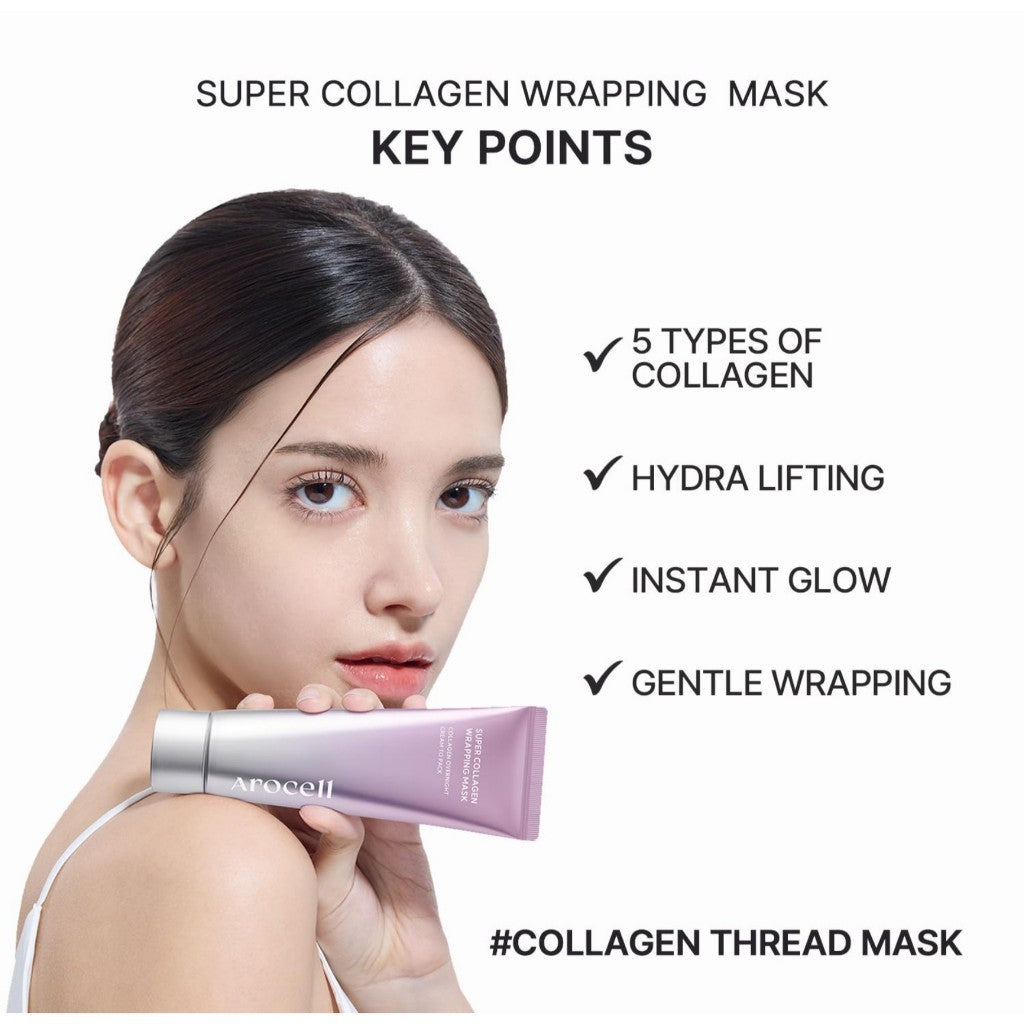AROCELL Super Collagen Wrapping Facial Mask, 80mL | Peel Off Face Mask Pack
