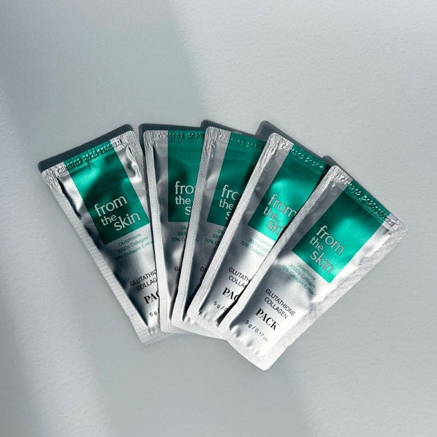 FROM THE SKIN Glutathione Collagen Pack/ Eye Cream/ Foamcleanser sample 5pcs (No box).