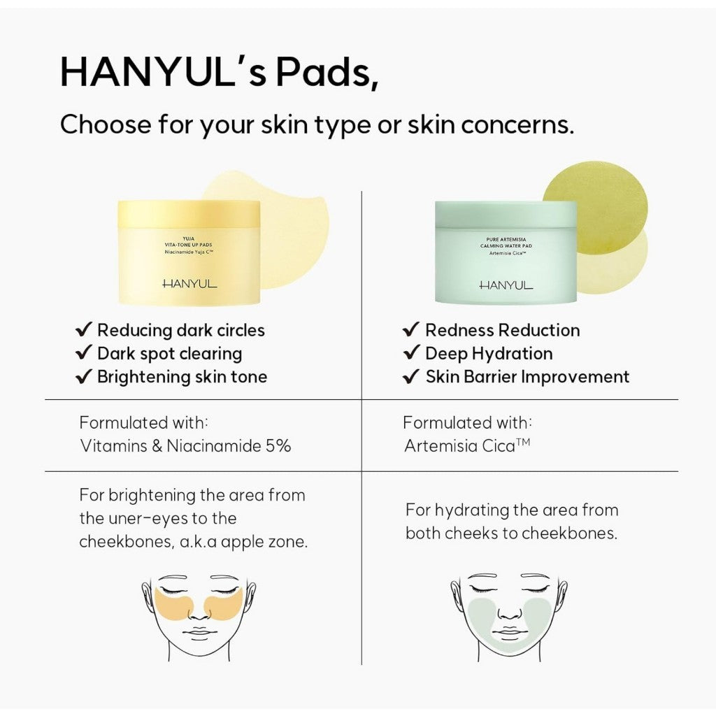 [HANYUL] Pure Artemisia Calming Toner Pads, (60sheets) 170mL | Deep Moisturizing and Quick Soothing Facial Pads, Herb Extracts with CICA