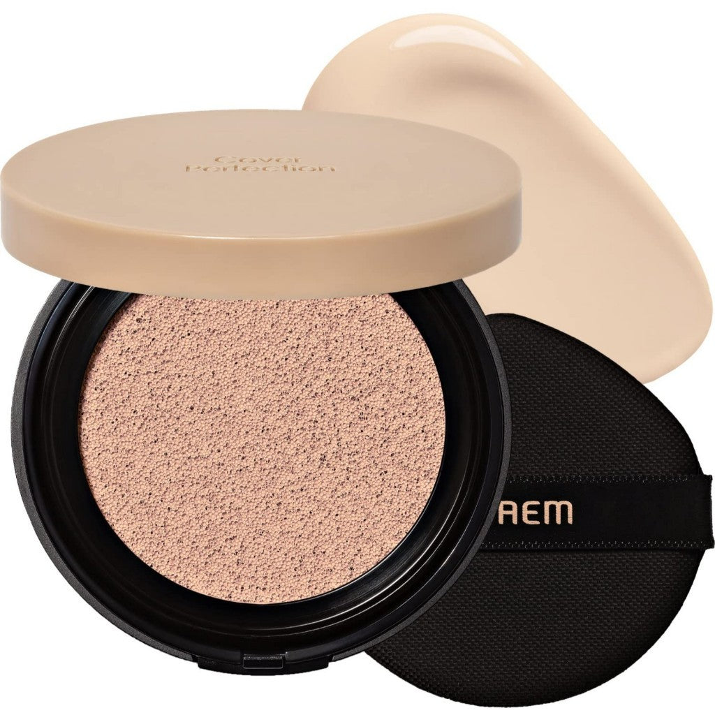 SAEM Cover Perfection Concealer Cushion, 12g | SPF50+ PA++++ (3 tonos) con acabado natural de 56 horas