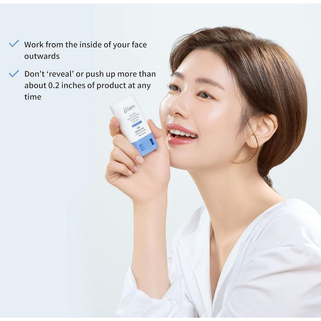 [MAKE PREM] UV Defense Me Calming Sun Stick, 20g | SPF 50+ PA++++ 0.7 Oz VEGAN Sensitive Oily Acne-Prone Skin Reef-Safe Mineral Sunscreen Non-Nano