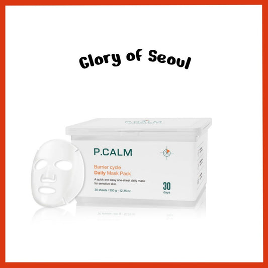 P.CALM Barrier Cycle Daily Sheet Mask Pack 30 Days | (30 Sheets) Korean Non Comedogenic Daily Moisturizing Treatment Sheet Mask for Sensitive Skin | Vegan Cruelty Free