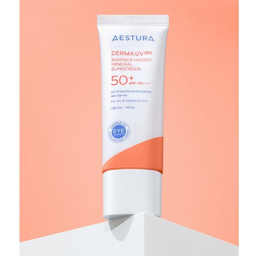 AESTURA Protector Solar Derma UV365 40ml (2 tipos) | Barrier Hydro Mineral / Red Calming Tone-Up | FPS 50+ PA++++