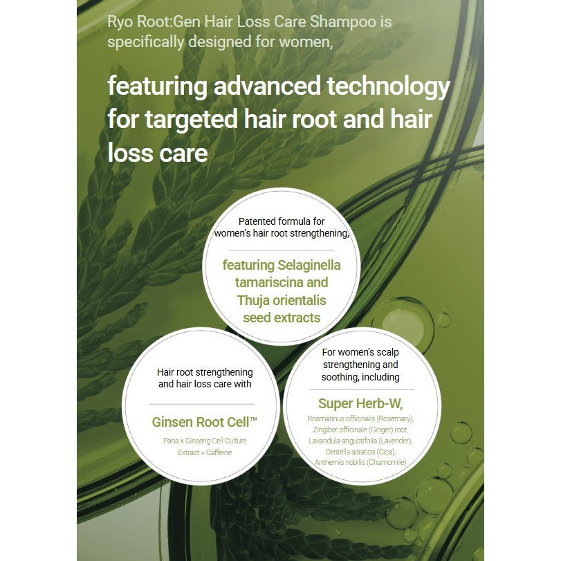 RYO Root:Gen For Women Hair Loss Care Shampoo 4types