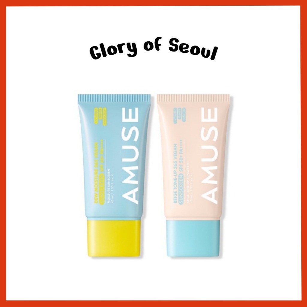 AMUSE 365 Vegan Sunscreen 40mL (2 Type) Dew Moisture / Beige Tone-Up | Vegan, SPF 50+ PA++++